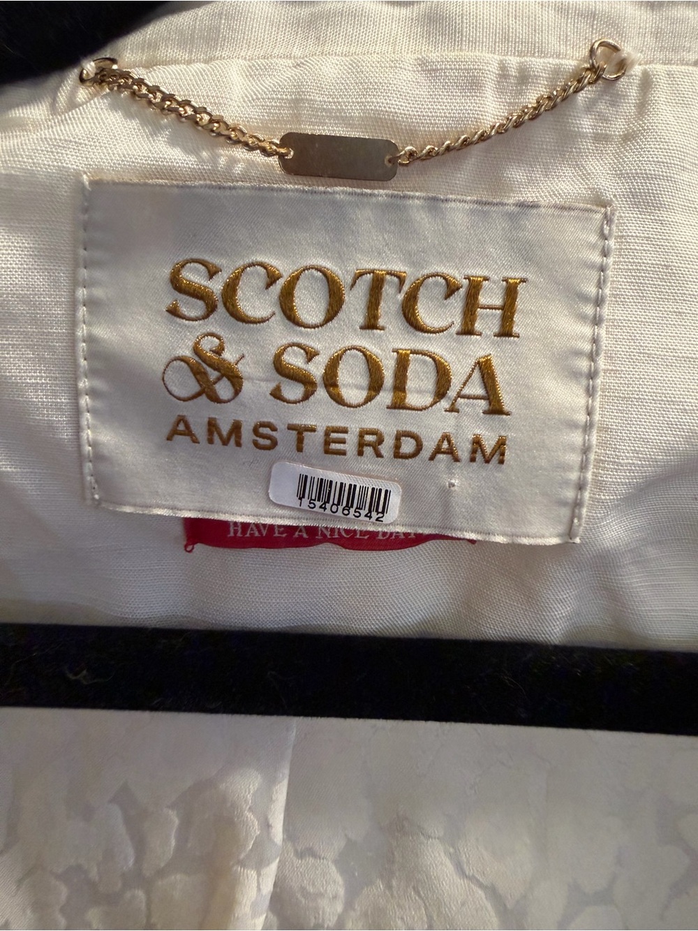 Scotch & Soda White Jacket with Gold Embroidered Branding